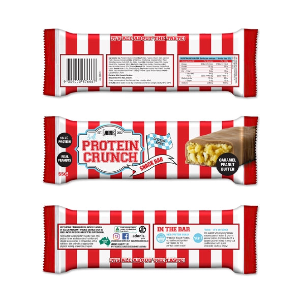 Adonis Protein Bar Soft Crunchy 55gm Caramel Peanut Butter - protein - adonis