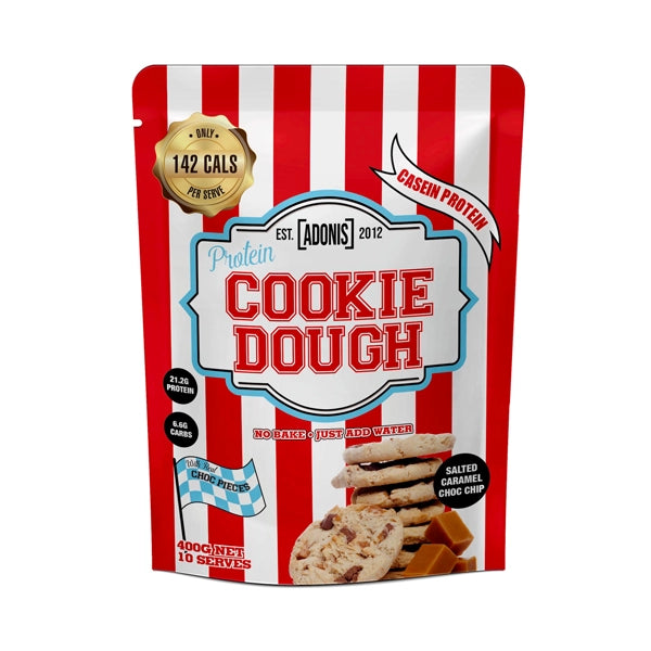 Adonis Protein Cookie Dough 400gm Salted Caramel Choc Chip - protein cookie - adonis