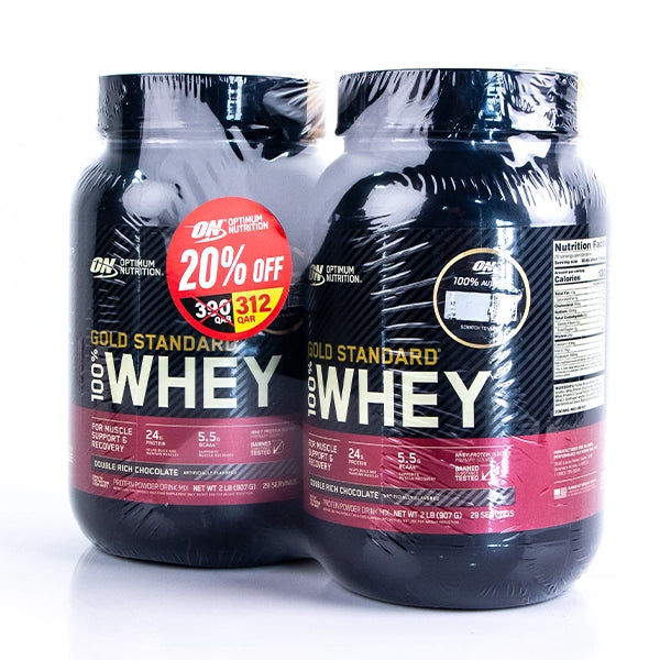Optimum Nutrition Gold Standard 100% Whey 2lb Promo Pack 2 S Double Rich Chocolate - Protein Powder - Optimum Nutrition