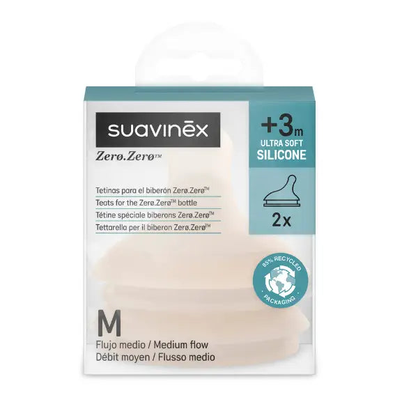suavinex zero ultra soft medium flow teat silicone +3m 2's