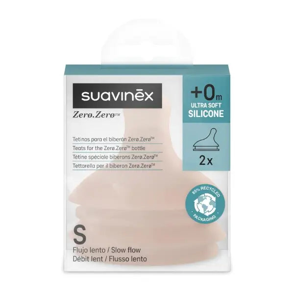 suavinex zero ultra soft slow flow teat silicone +0m 2's 