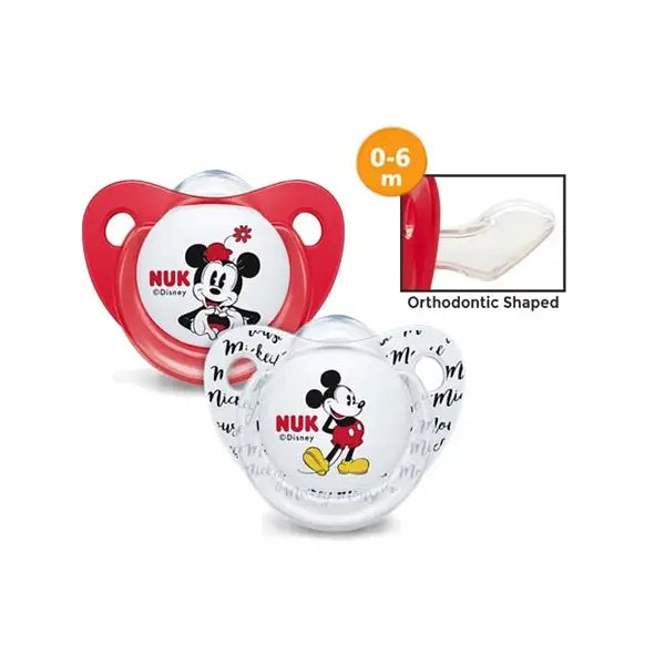 nuk pacifier s1 space silicone soother disney mickeymouse red s1 2/box 