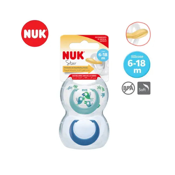 nuk pacifier star latex soother s2 2/box 