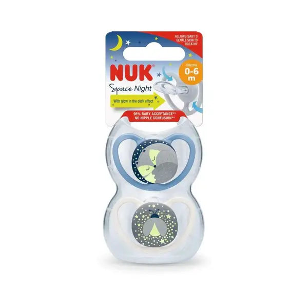 nuk  pacifier si 1 space night 2s/box