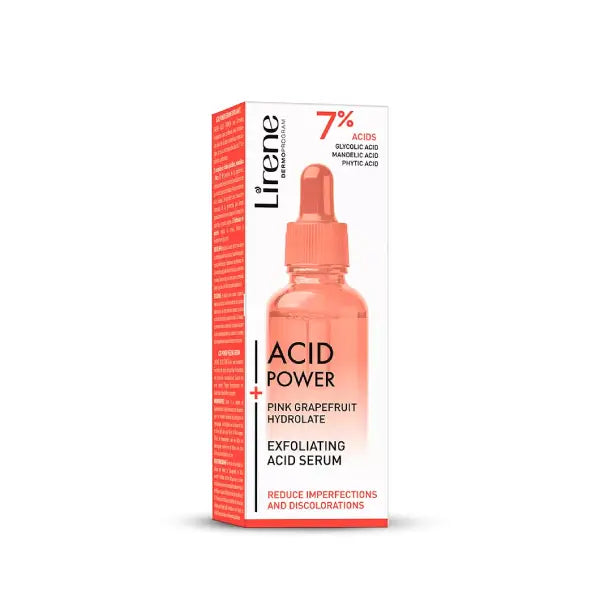 lirene acid power exfoliating acid serum pink 30ml
