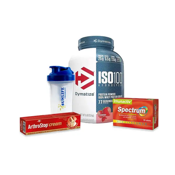 dymatize iso 100% strawberry+spectrum tab+arthrostop cream+shaker 600ml (promo) - performance - Dymatize