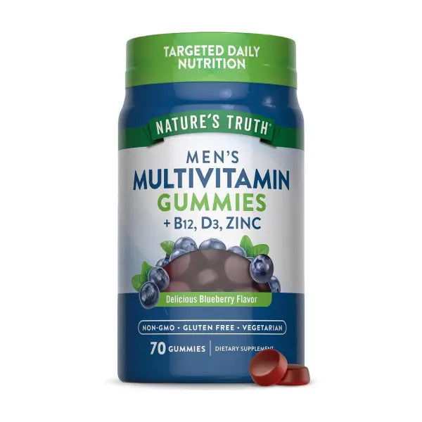 nature's truth men's multivitamin+b12 d3 zinc gummies blueberry 70's 