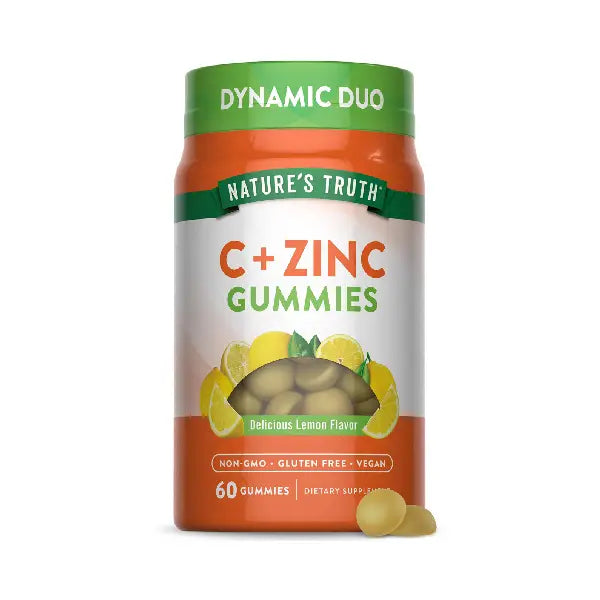 nature's truth c+ zinc immune support gummies natural lemon 60's 