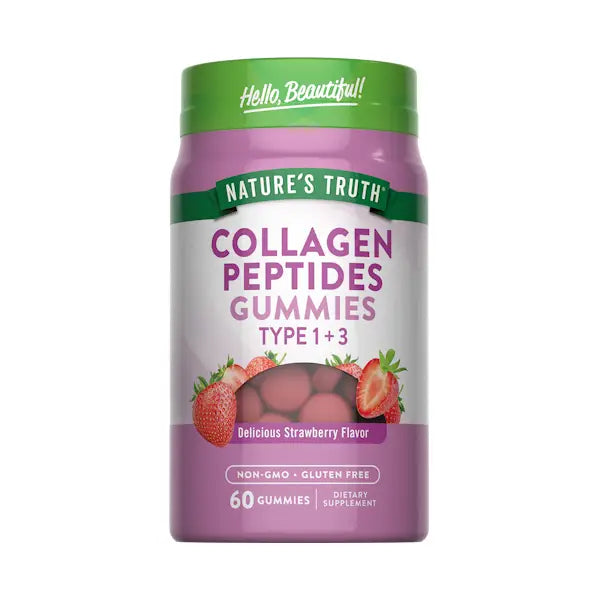 nature's truth collagen peptides type 1+3 gummies strawberry 60's