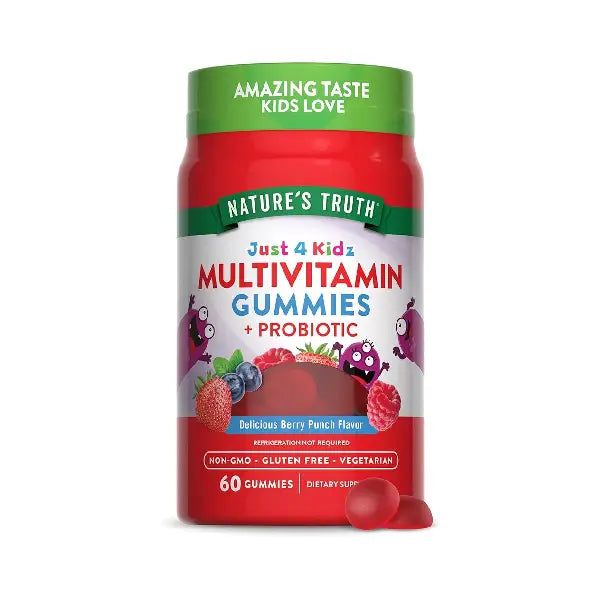 nature's truth just 4 kids multi-vitamin gummies+probiotic berry 60's 