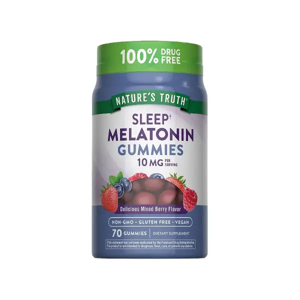 nature's truth sleep melatonin gummies 10mg mixed berry 70's