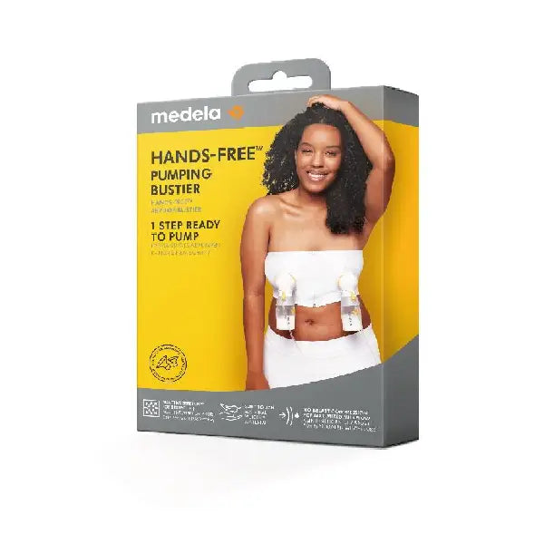 medela hands free pumping bustier white size (l) 