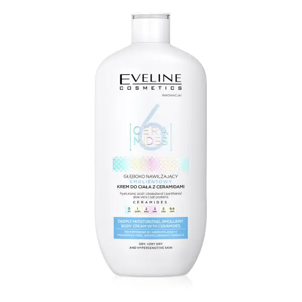 eveline 6 ceramides moisturising emollient body cream 350ml