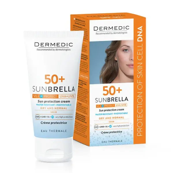 dermedic sunbrella u/light fluid spf50+ dry &amp; nor skin 40ml promo 1+1