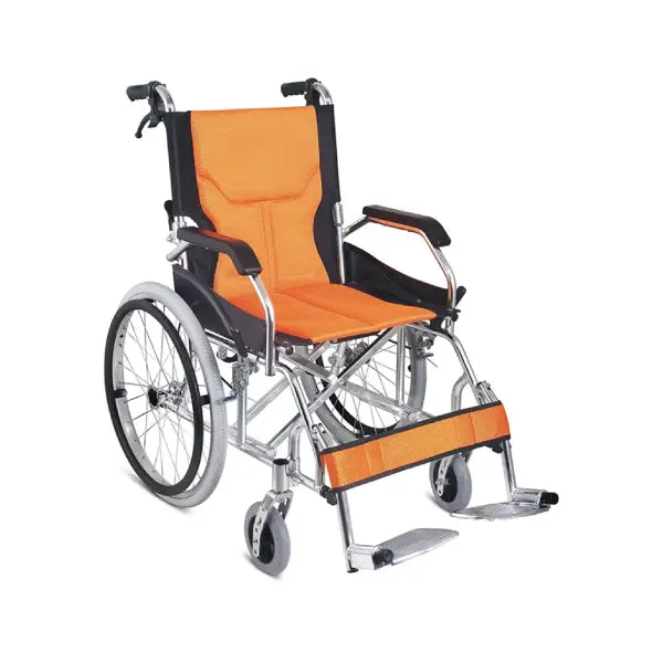 caremax foldable back rest wheel chair orange ca9671lfh-a