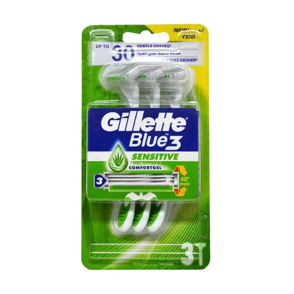 gillette blue 3 sensitive razor-3's