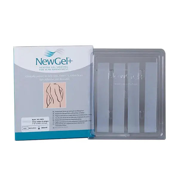 newgel+ clear silicone strips 2.5x15.2cm 4's
