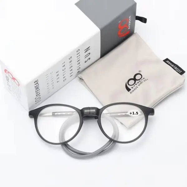 100Eyewear Reading Glass Round Black &amp; Gray(+1.5)
