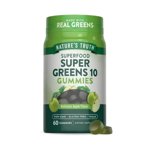 nature's truth superfood super greens gummies apple flavor 60's