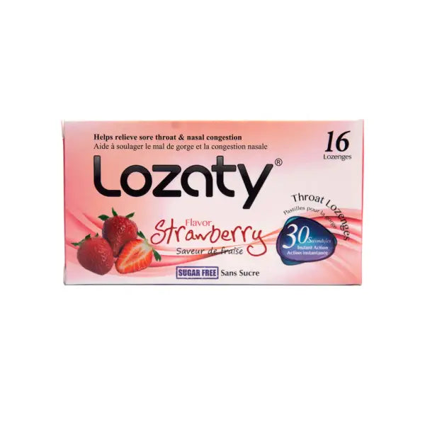 lozaty sugar free throat lozenges strawberry 16's