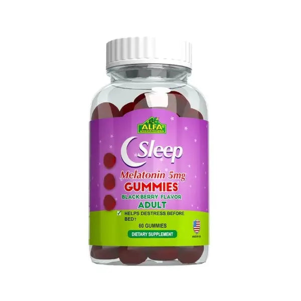 alfa sleep melatonin adult gummies blackberry flavor 60's