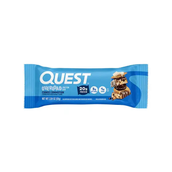 quest overload protein bar 58gm cookie commotion - protein - Quest Nutrition
