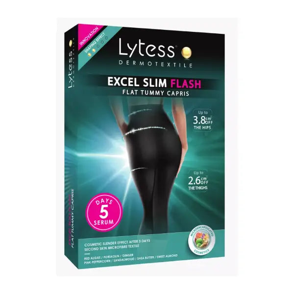lytess excel slim flash flat tummy capris black (s/m)