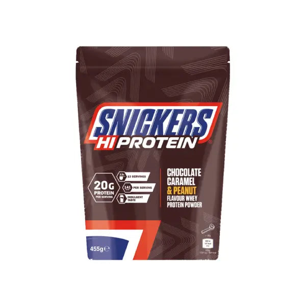 Snickers Hi Protein Chocolate Caramel &amp; Peanut Butter Flavoured Whey Powder 455G
