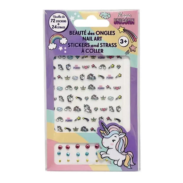 Unicorn 72 nail sticker 24's strass card 24's