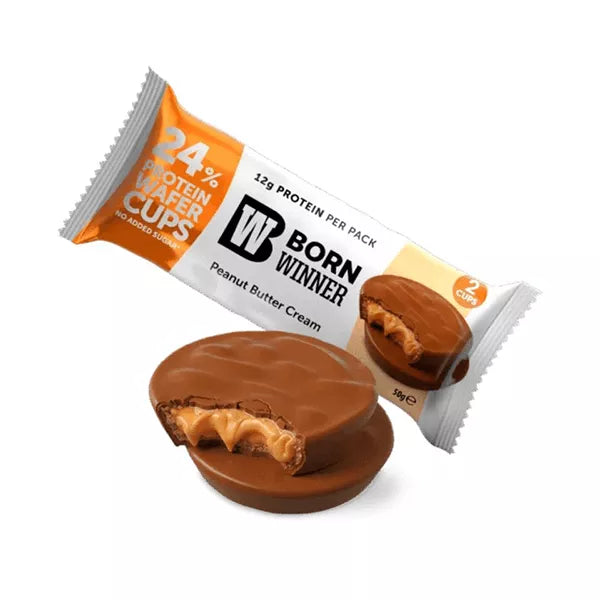 Born Winner Protein Wafer Cups With Peanut Butter Cream Filling 50g 