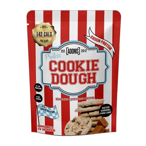 عجينة كوكيز البروتين من أدونيس 400 جم بنكهة الكراميل المملح مع رقائق الشوكولاتة