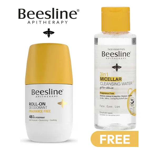 Beesline whitening roll on deo fragrance free 50ml + micellar water 100ml free (promo)