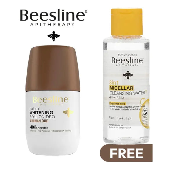 Beesline whitening roll on deo arabian oud 50ml + micellar water 100ml free (promo)