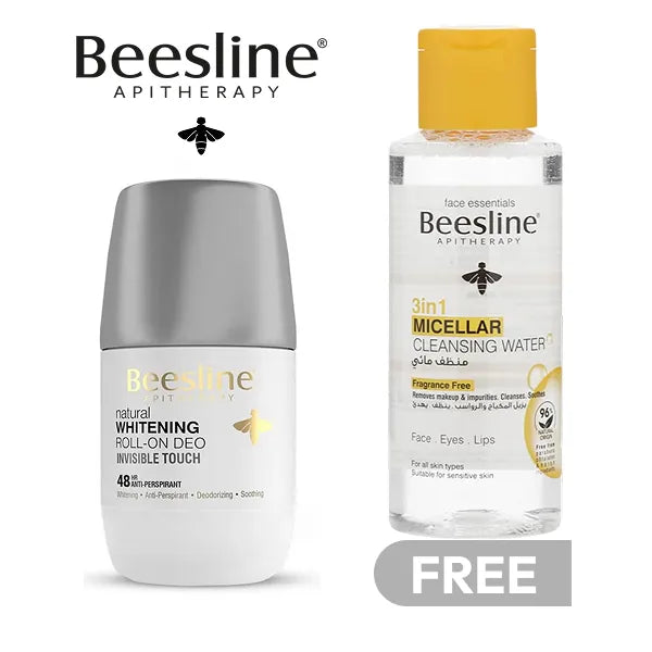 Beesline whitening roll on deo invisible touch 50ml + micellar water 100ml free (promo)