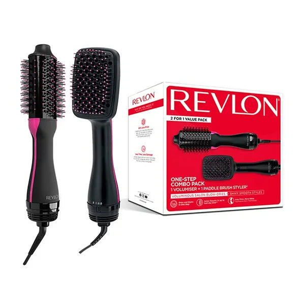 فرشاة تصفيف الشعر الكهربائية (كومبو) من ريفلون لتكثيف الشعر مع فرشاة مسطحة