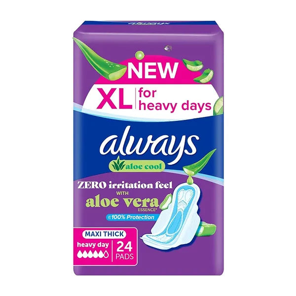 Always Maxi Thick Aloe Cool Heavy Flow 6x24's 
