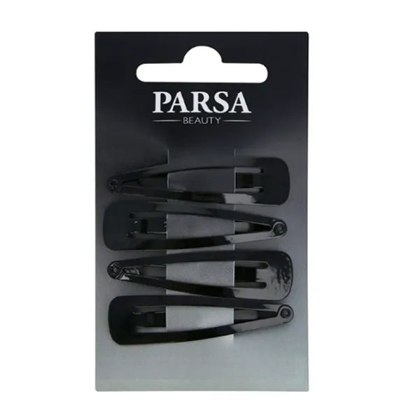 Parsa Hair Clip Black Shiny 5cm 4'pcs 
