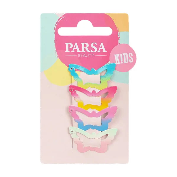 Parsa Hair Clip Multicolored Butterfly 4'pcs 