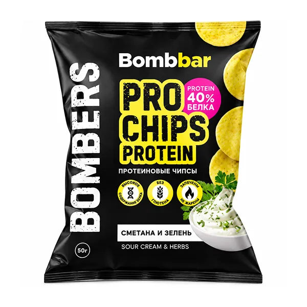 Bombbar Pro Chips Protein Sour Cream & Herbs 50GM