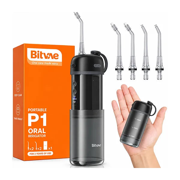 Bitvae P1 Portable Mini Water Flosser Black + 4pcs Nozzles