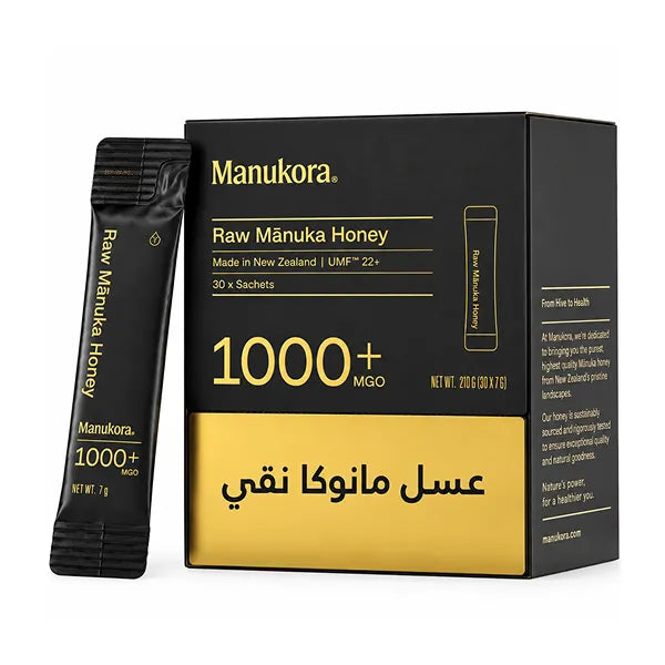 Manukora Raw Manuka Honey 1000+mgo 30x7gm Sachets 