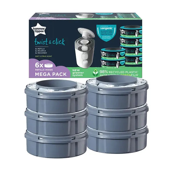 Tommee Tippee Twist &amp; Click 6pk Refill Cass AI UK 