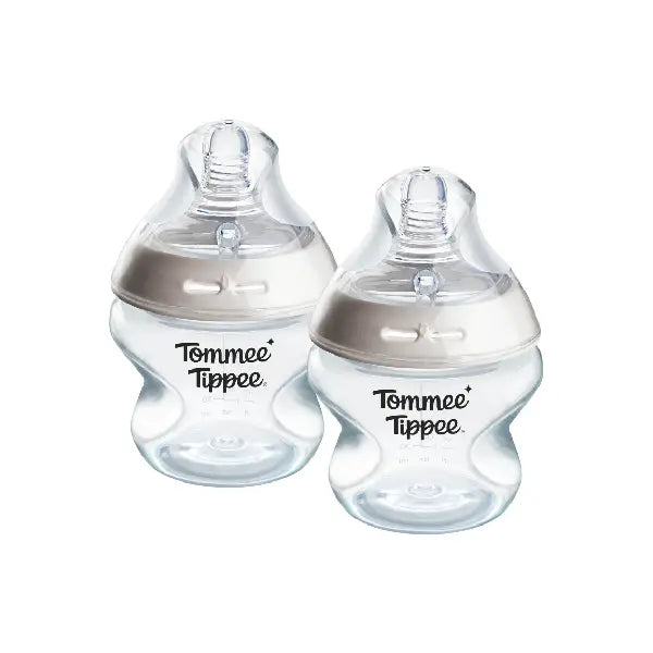 Tommee Tippee Natural Start 2x 150ML Plastic Bottle Ex/Slow Flow Teat 0m+