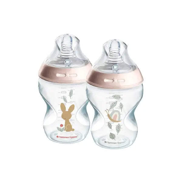 Tommee Tippee Natural Start 2x 260ML Decorated Girl Bottle 0m+
