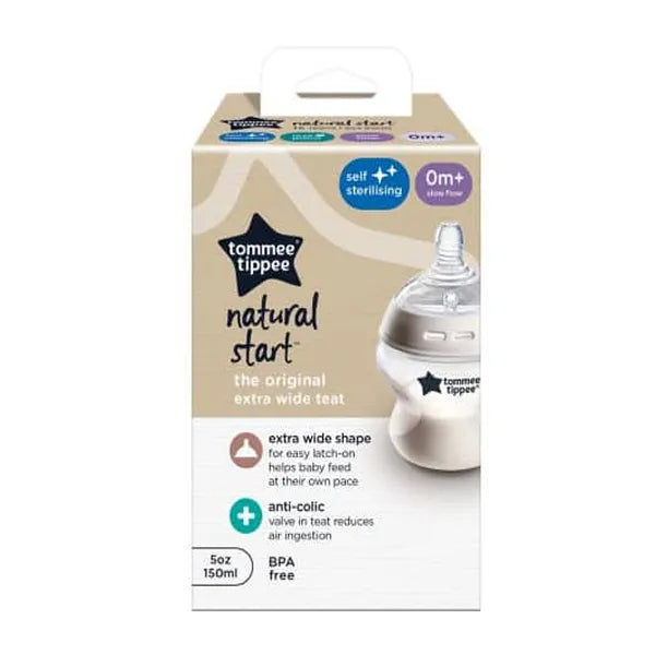 Tommee Tippee Natural Start 1x 150ML Plastic Bottle 0m+ 