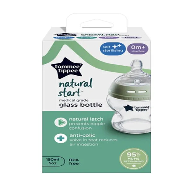 Tommee Tippee Natural Start Glass 1x 150ML Bottle 0m+ 