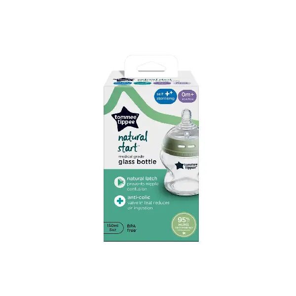 Tommee Tippee Natural Start Glass 1x 150ML Bottle 0m+