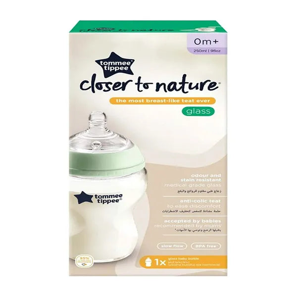 Tommee Tippee Natural Start Glass 1x 250ML Bottle 0m+ 